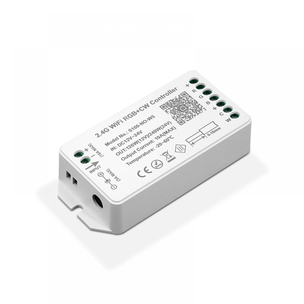 APP DC12-24V 2.4G WiFi RGB+CW Controller 5CH Max 10A