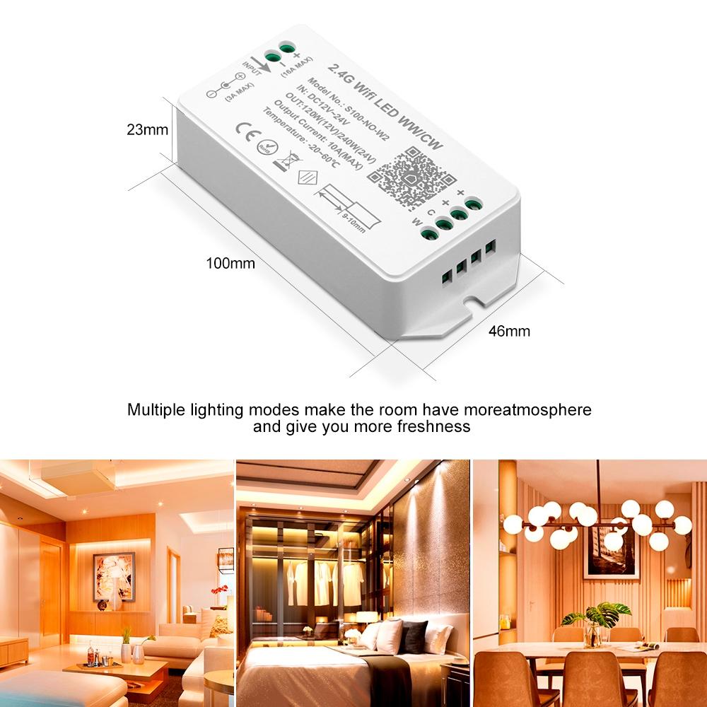 2.4G WiFi LED WW/CW Controller 2CH Max 240W