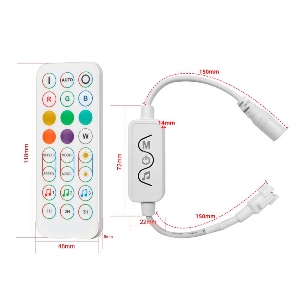 Mini 24Key DC5-24V 2.4G App Pixel Music Controller Dimmer