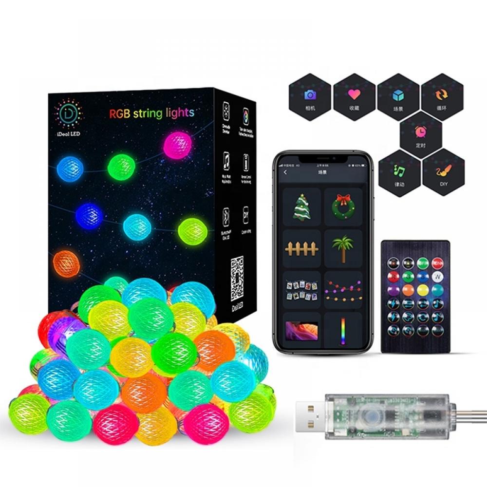 DC5V 5m 33leds APP Bluetooth RGB Pineapple LED String Light