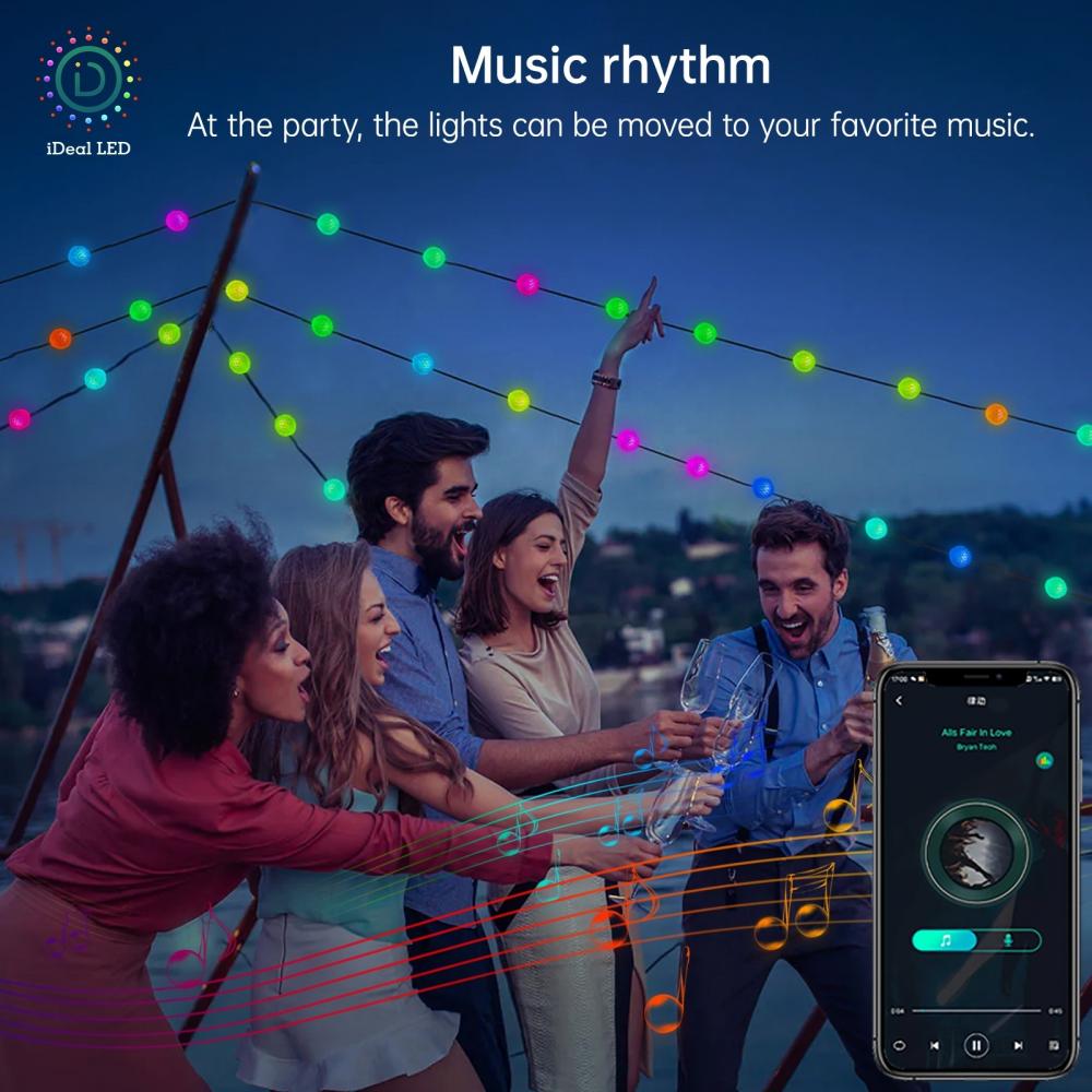 DC5V 5m 33leds APP Bluetooth RGB Pineapple LED String Light