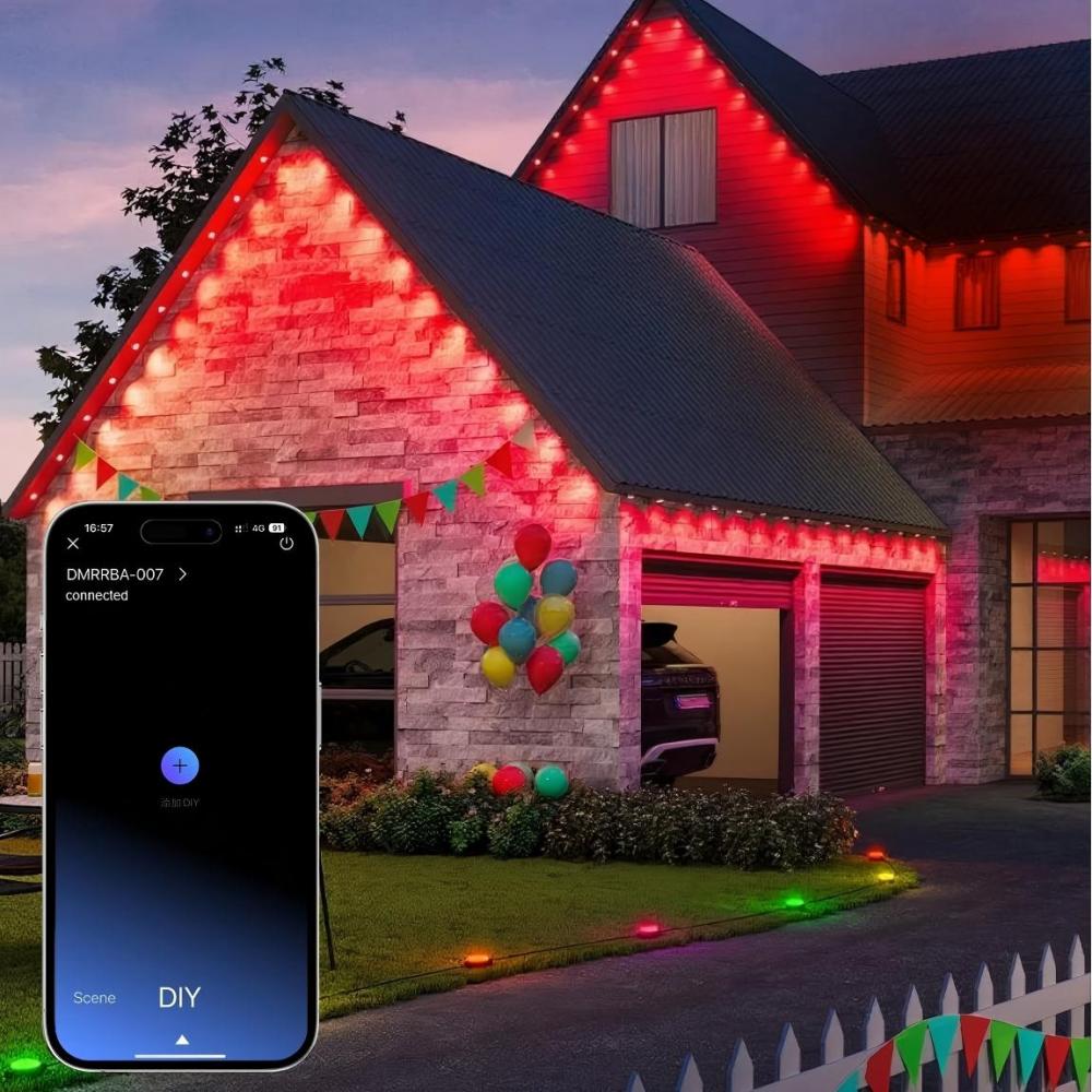 200ft 100led Smart RGB Outdoor Lights IP67