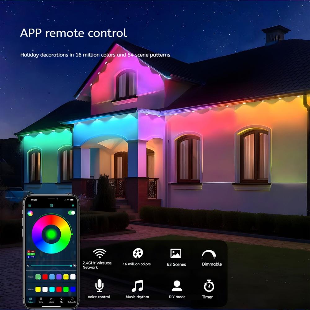 50ft 30led RGB LED Eaves Lights with 72 Modes