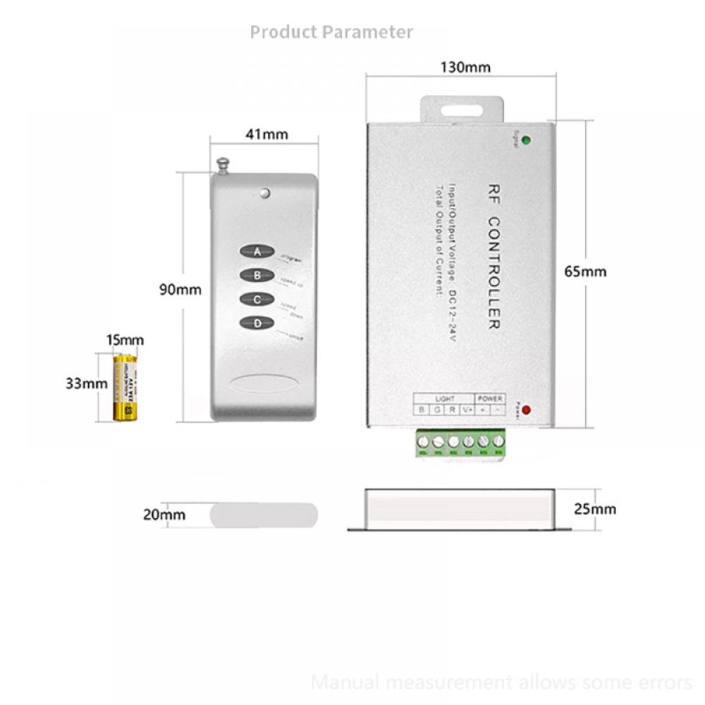 DC12-24V RF 4Key RGB LED Controller 3CH