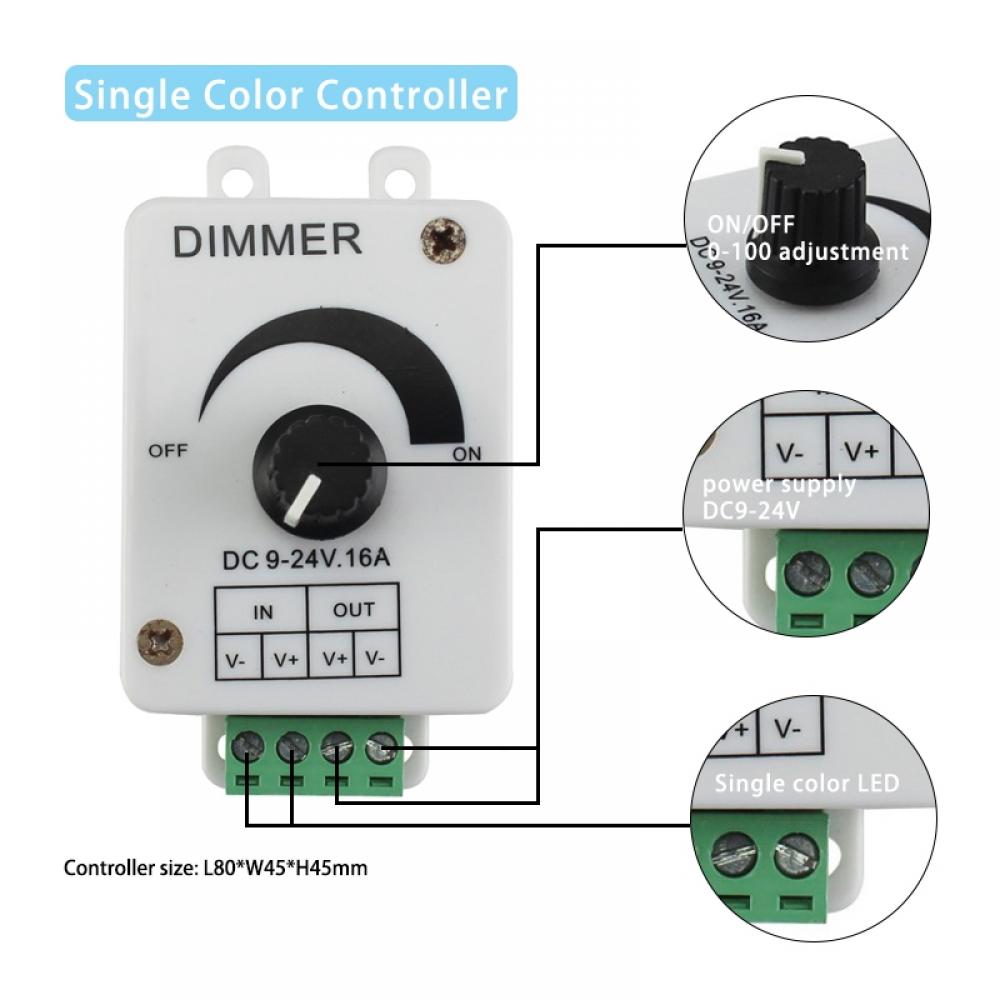 DC9-24V LED Dimmer Switch 16A