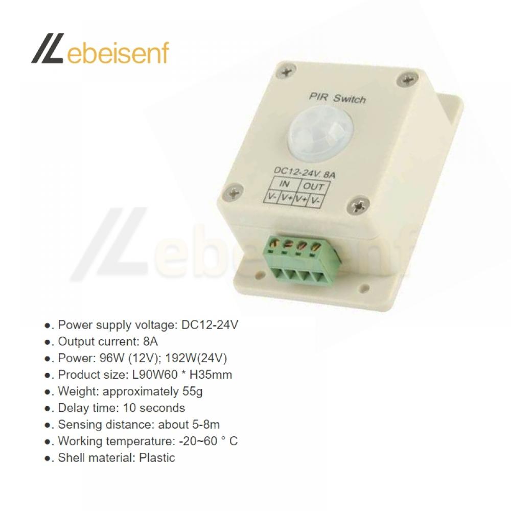 DC12-24V 8A PIR Switch Infrared Motion Sensor