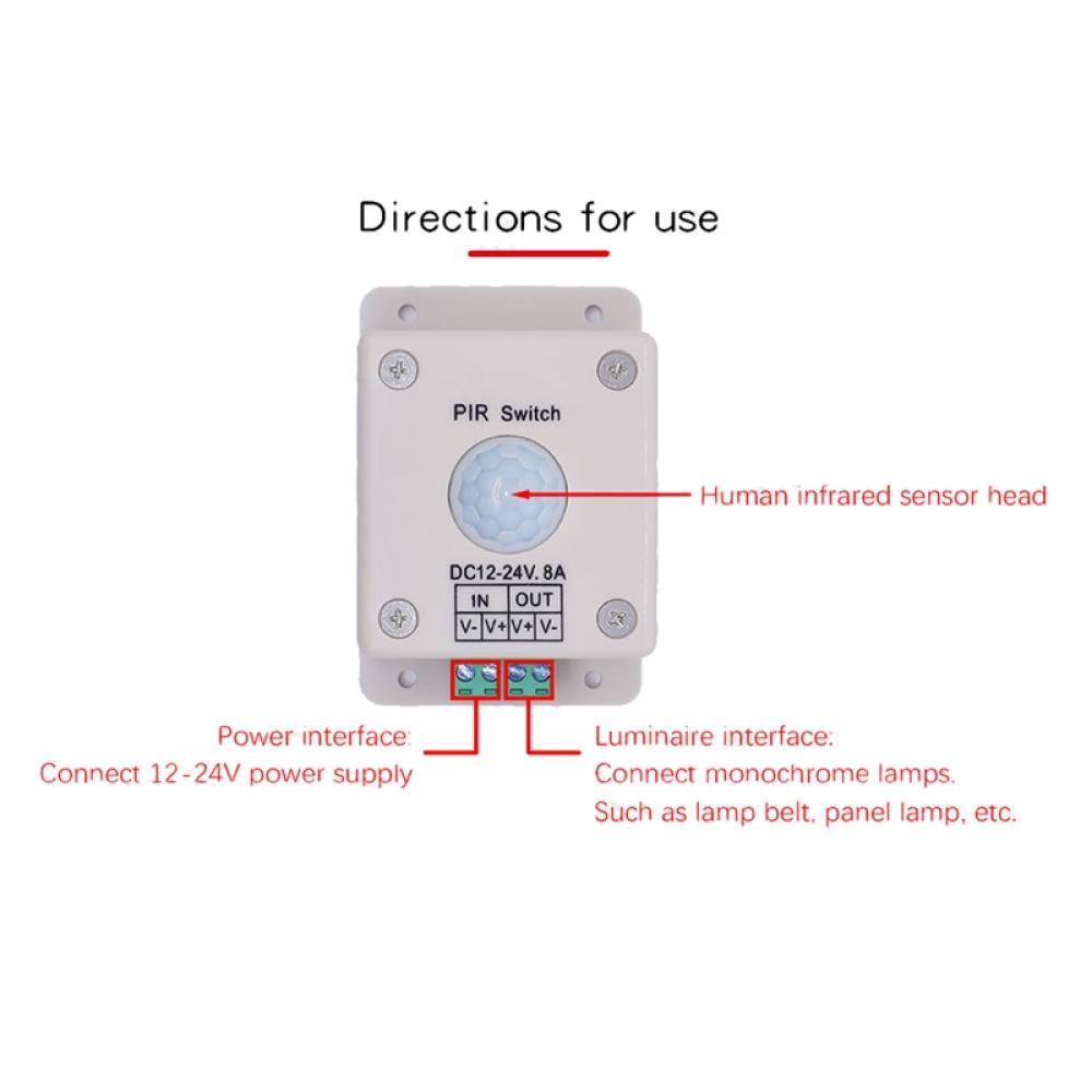 DC12-24V 8A PIR Switch Infrared Motion Sensor