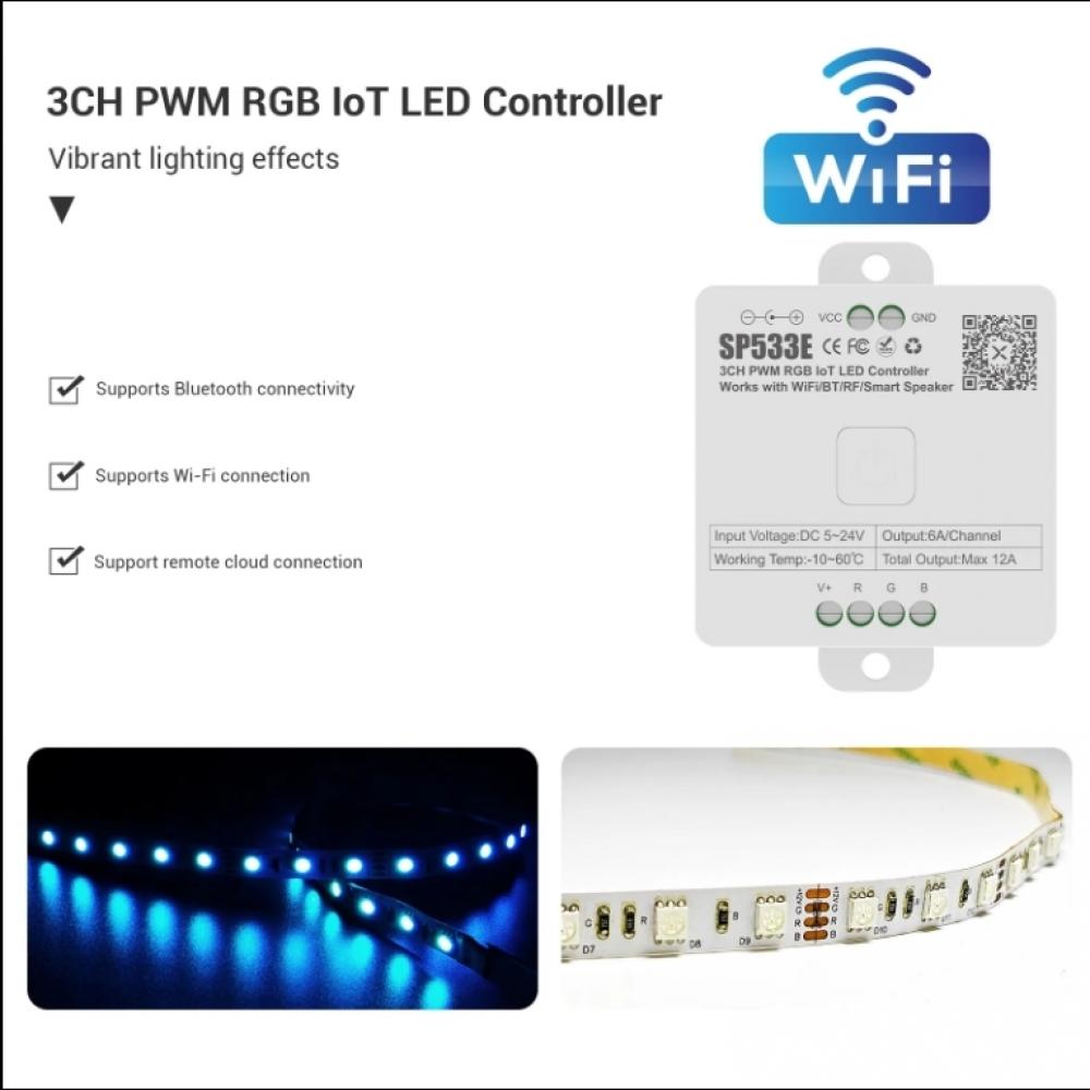 5-24V SP533E 3CH PWM RGB IoT LED Controller Max 12A