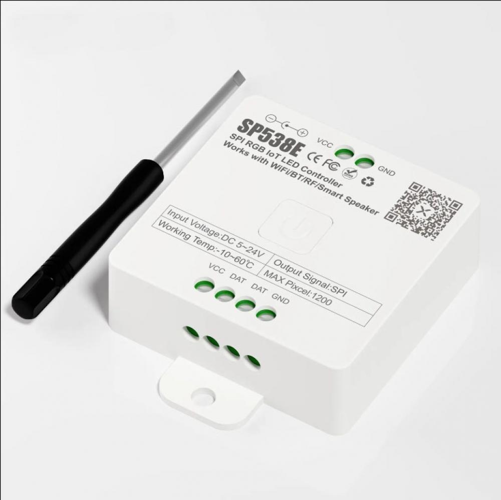 5-24V SP538E SPI RGB IoT LED Controller WiFi/BT/RF/Smart Speaker Max Pixel 1200
