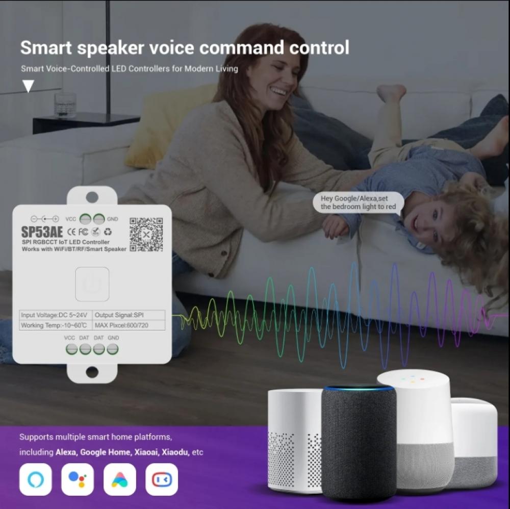 5-24V SP53AE SPI RGBCCT Iot LED Controller Max Pixel 600/720