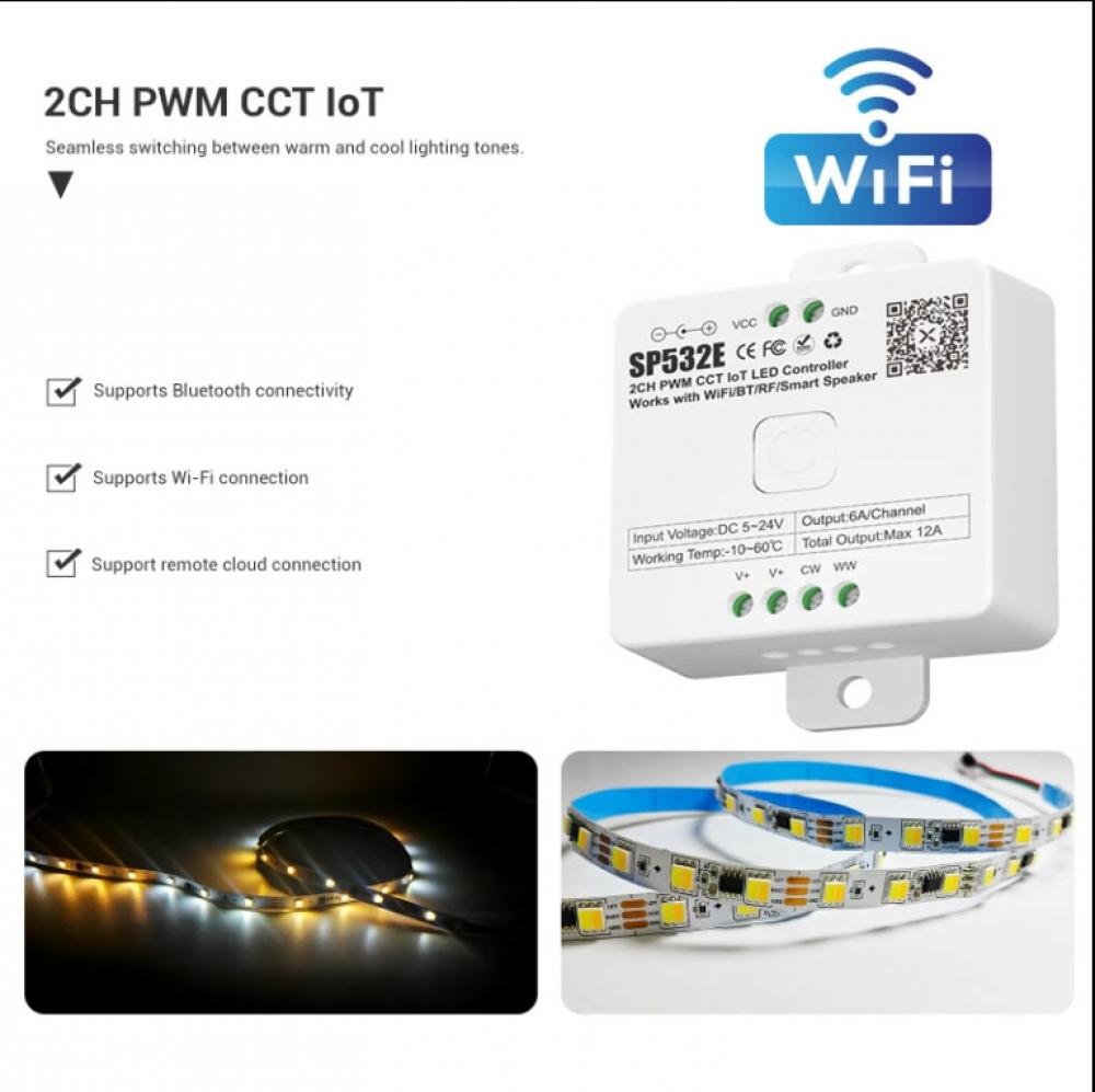 SP532E 2CH PWM CCT IoT LED Controller Max 12A