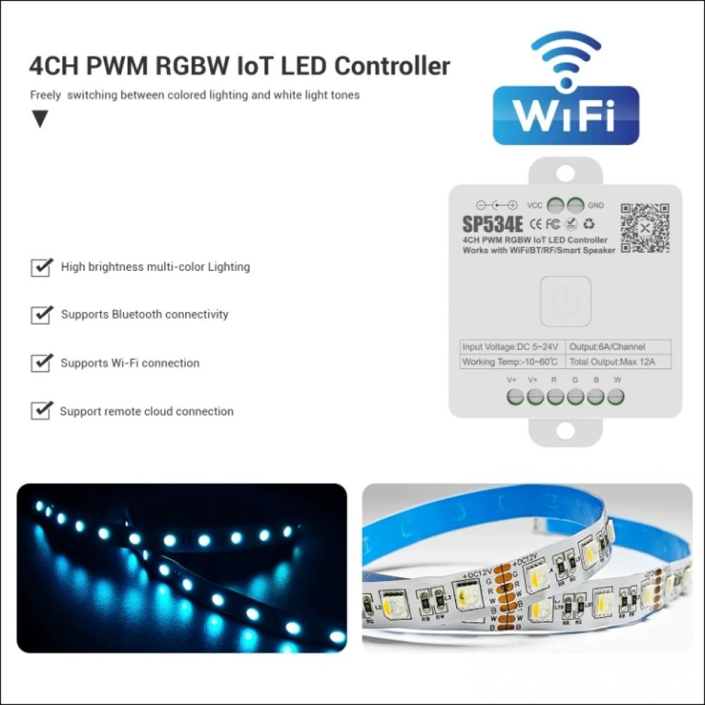 5-24V SP534E 4CH PWM RGBW IoT LED Controller Max 12A