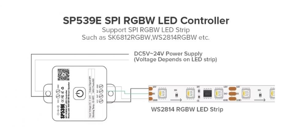 5-24V SP539E SPI RGBW IoT LED Controller Max Pixel 900