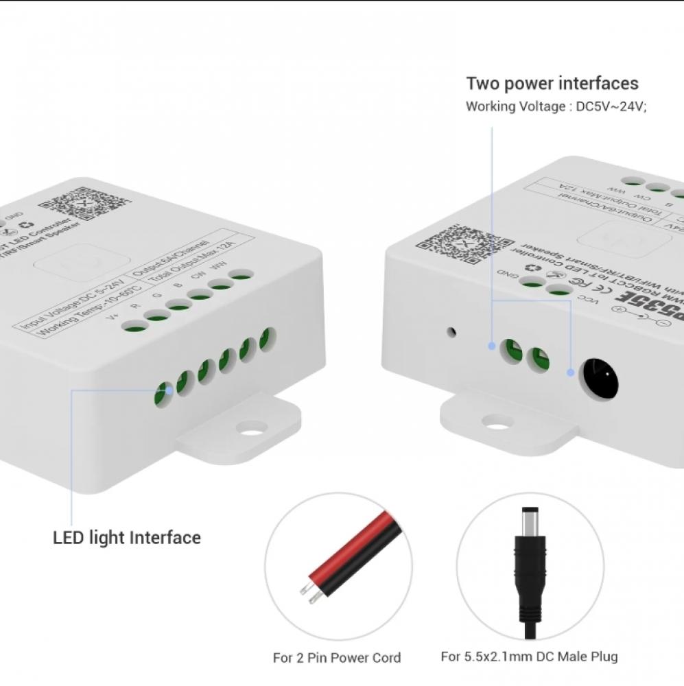 5-24V SP535E 5CH PWM RGBCCT IoT LED Controller Max 12A