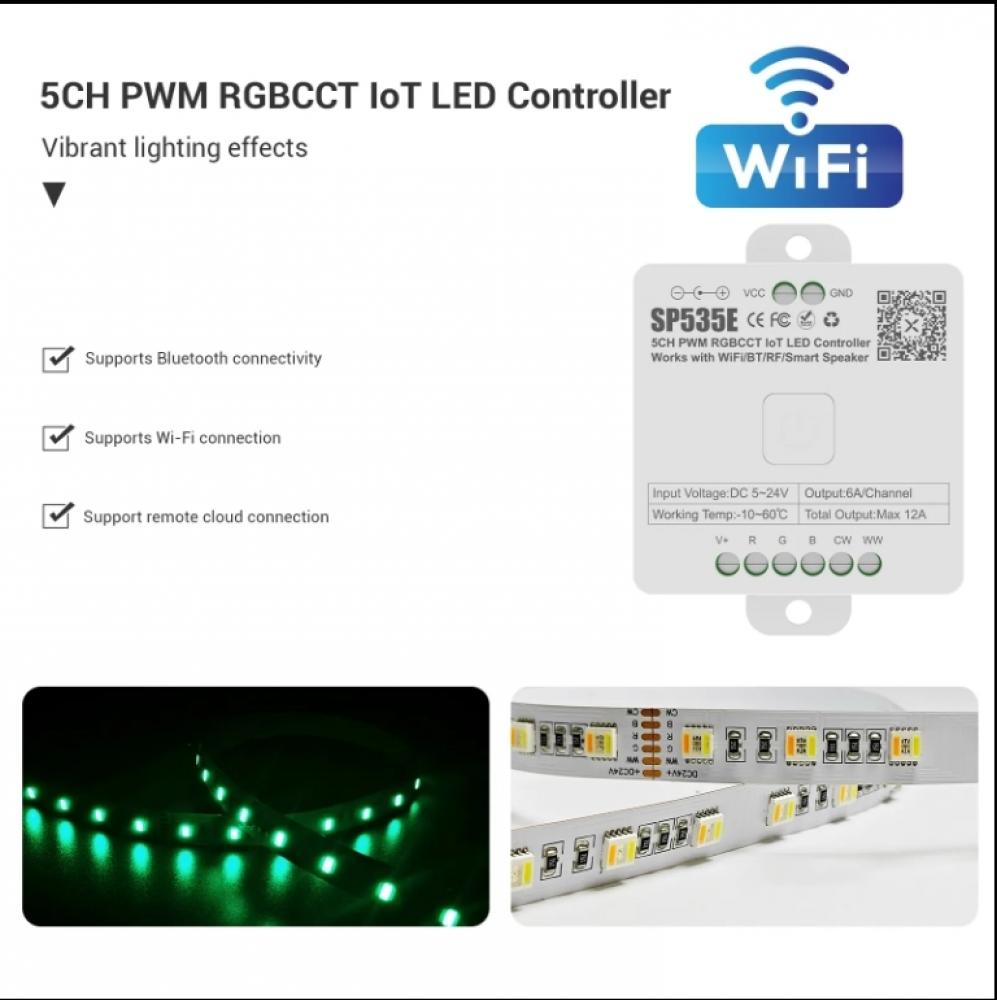 5-24V SP535E 5CH PWM RGBCCT IoT LED Controller Max 12A