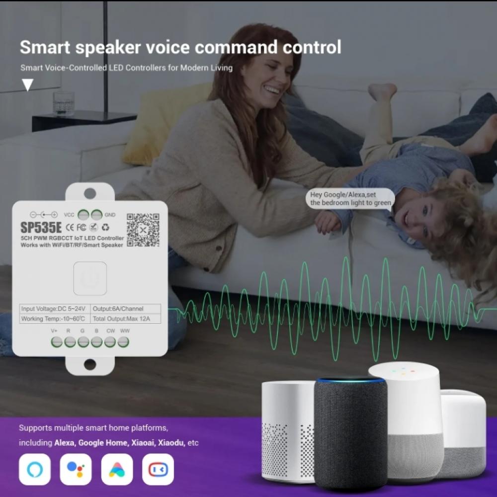 5-24V SP535E 5CH PWM RGBCCT IoT LED Controller Max 12A