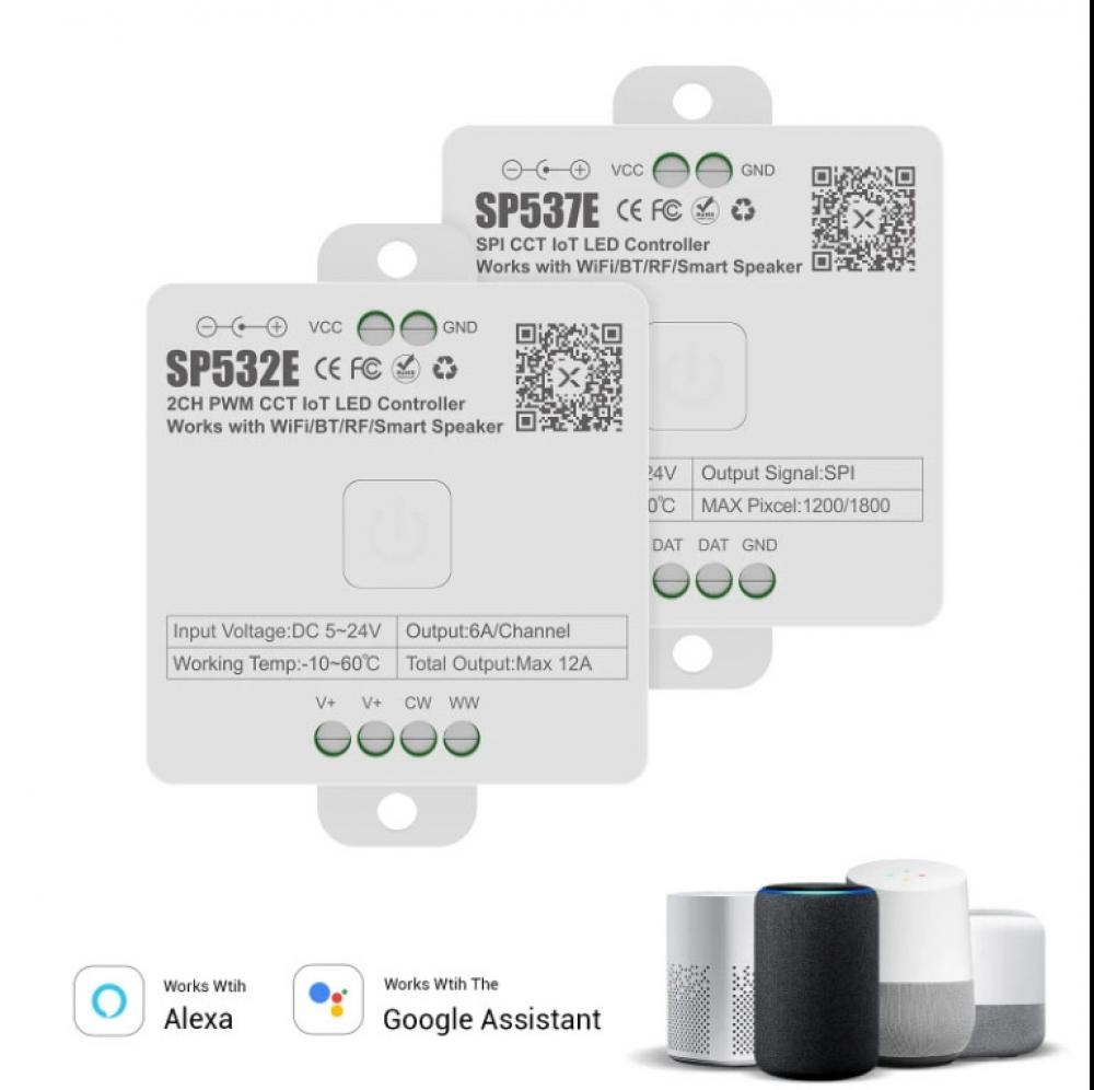 5-24V SP537E SPI CCT IoT LED Controller Max Pixel 1200/1800