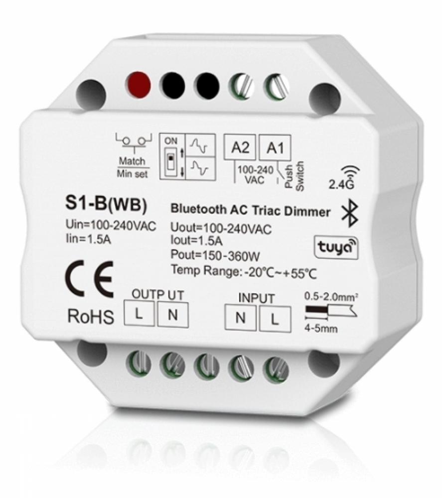 AC100-240V S1-B(WB) RF Bluetooth AC Triac Dimmer Tuya