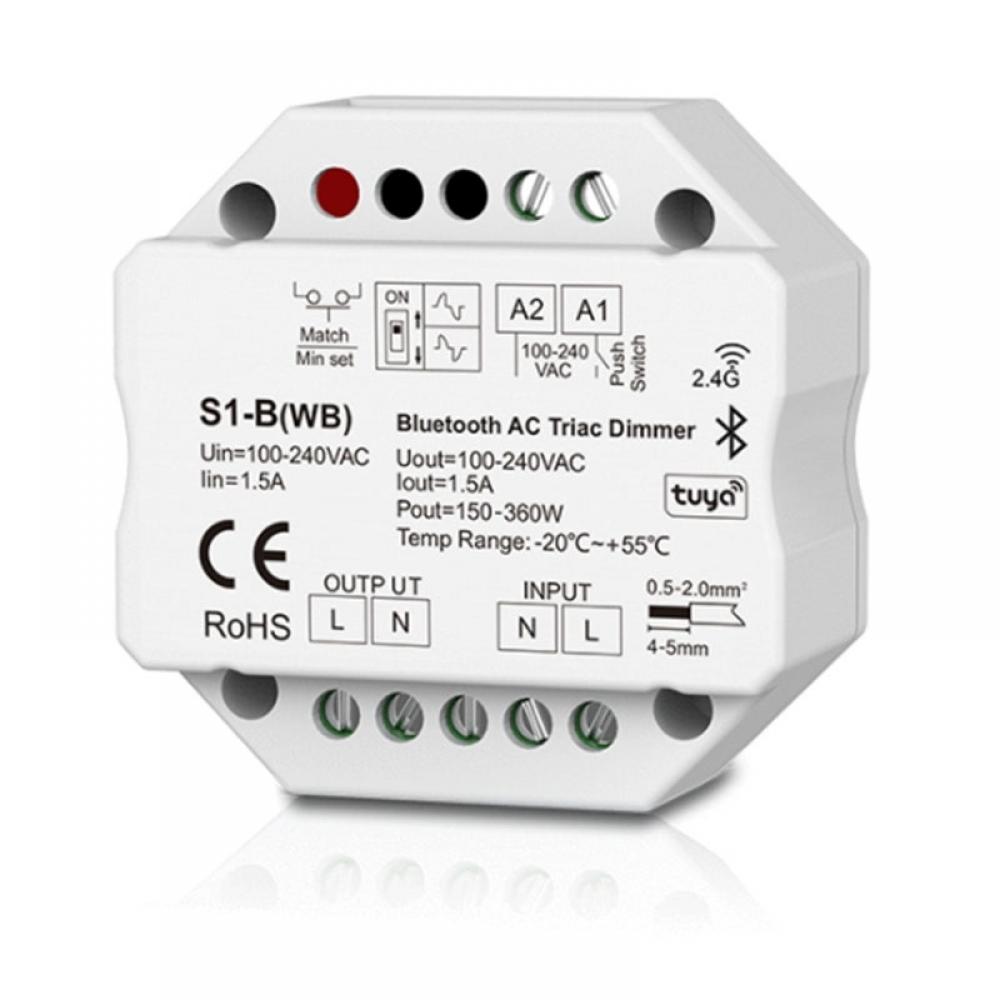 AC100-240V S1-B(WB) RF Bluetooth AC Triac Dimmer Tuya