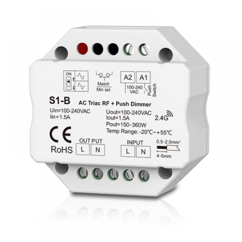 AC100-240V S1-B + R1 AC Triac RF + Push Dimmer