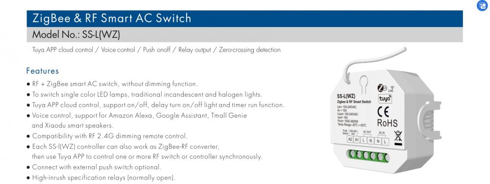 AC100-240V SS-L(WZ) Zigbee & RF Smart Switch DALI Dimmer
