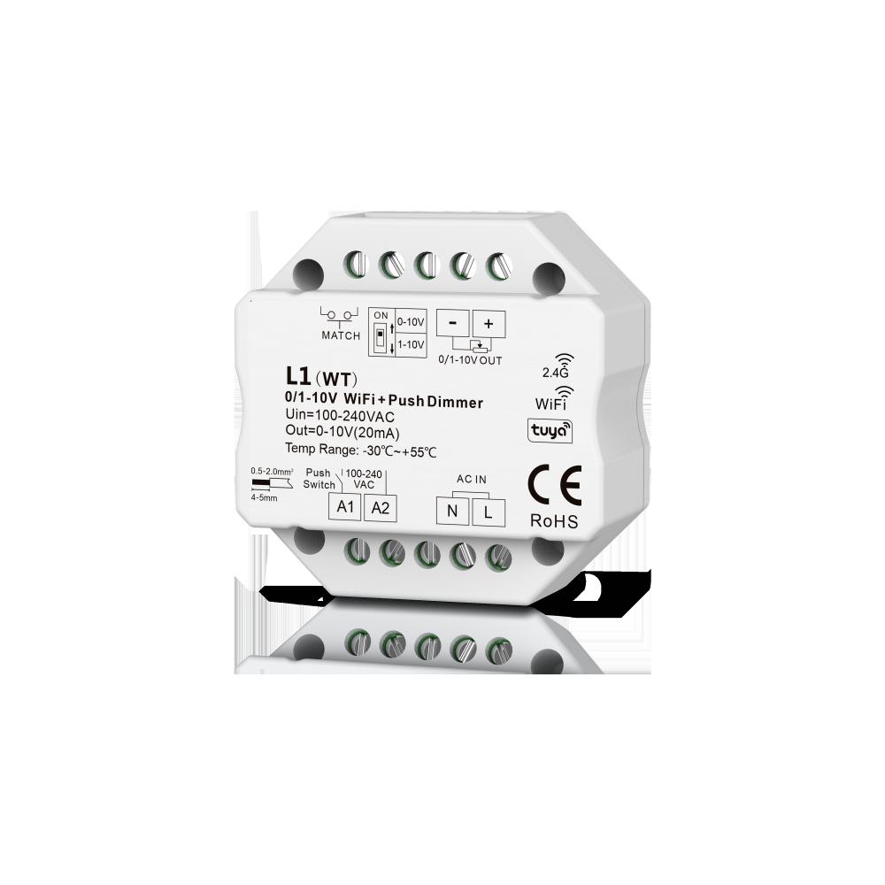 AC100-240V L1(WT) 0/1-10V WiFi + Push Dimmer Tuya