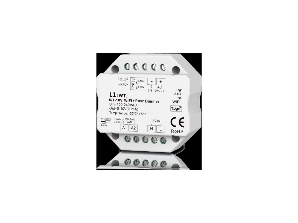 AC100-240V L1(WT) 0/1-10V WiFi + Push Dimmer Tuya