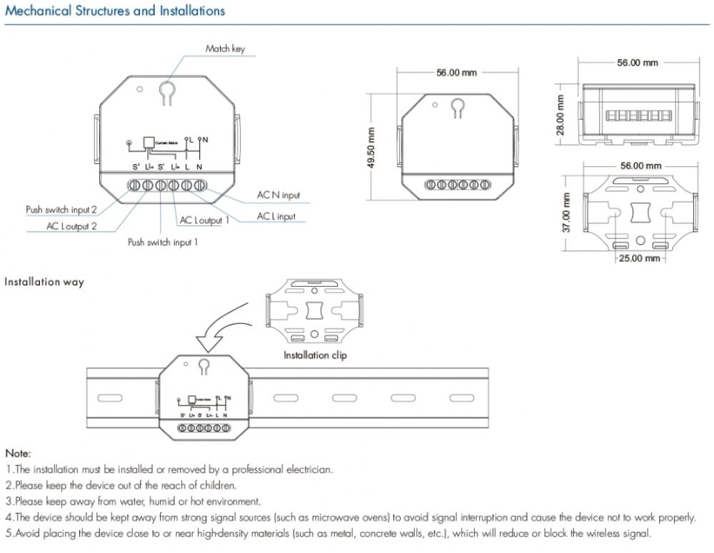 وحدة تبديل الستارة الذكية CM-SS(WZ) Zigbee + RF AC100-240V