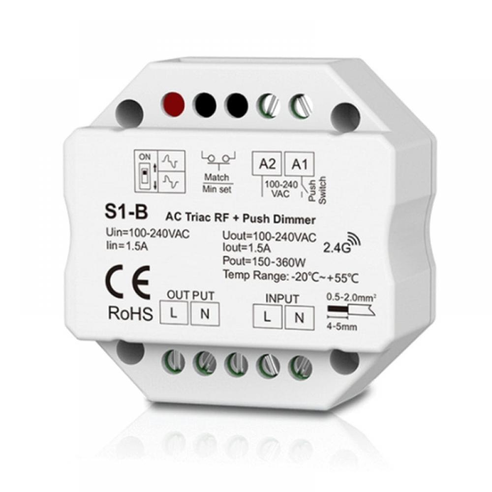 AC100-240V S1-B AC Triac RF + Push Dimmer 2.4G