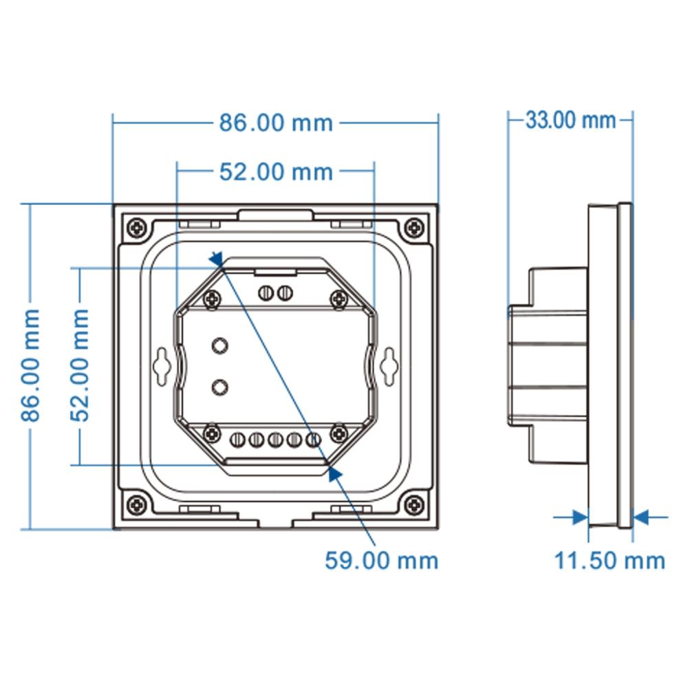 AC100-240V T12-1 4 Zone CCT DMX512 Wall LED Dimmer