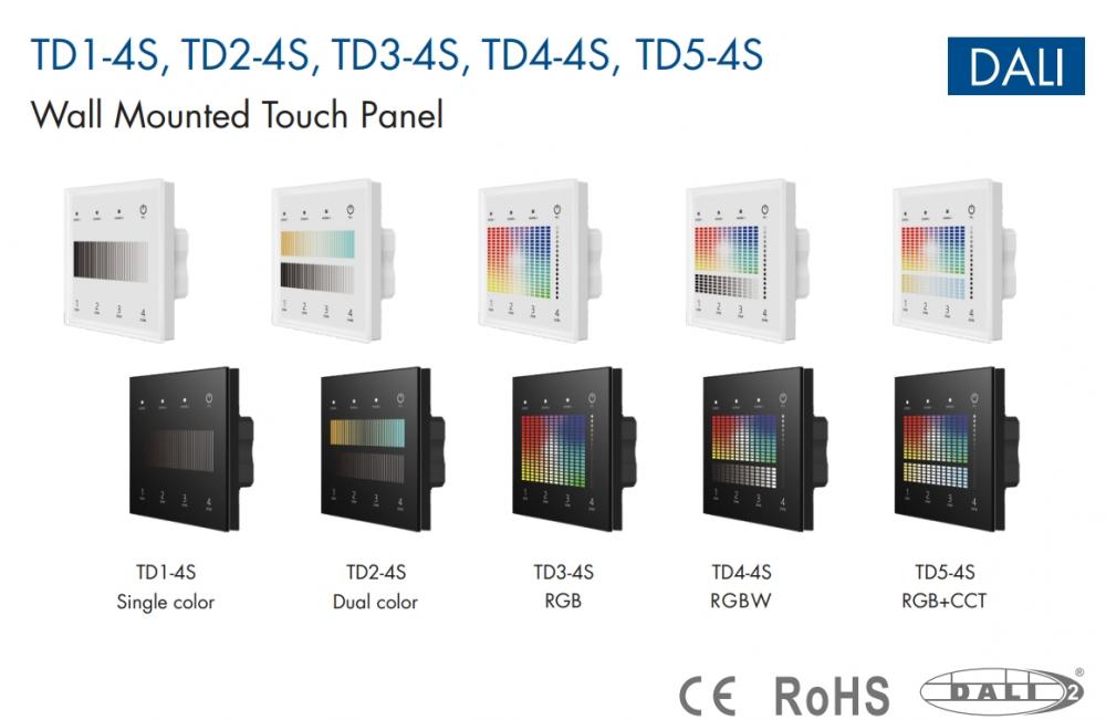 DC24V TD2-4S Wall Mounted DALI Touch Panel Dimmer