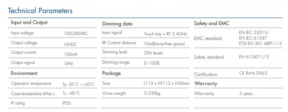TD3-SH 1 Zone RGB DALI Master Wall Mounted
