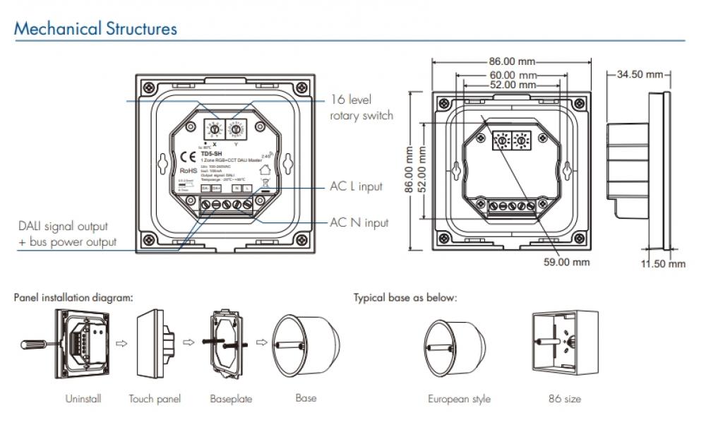 TD3-SH 1 Zone RGB DALI Master Wall Mounted