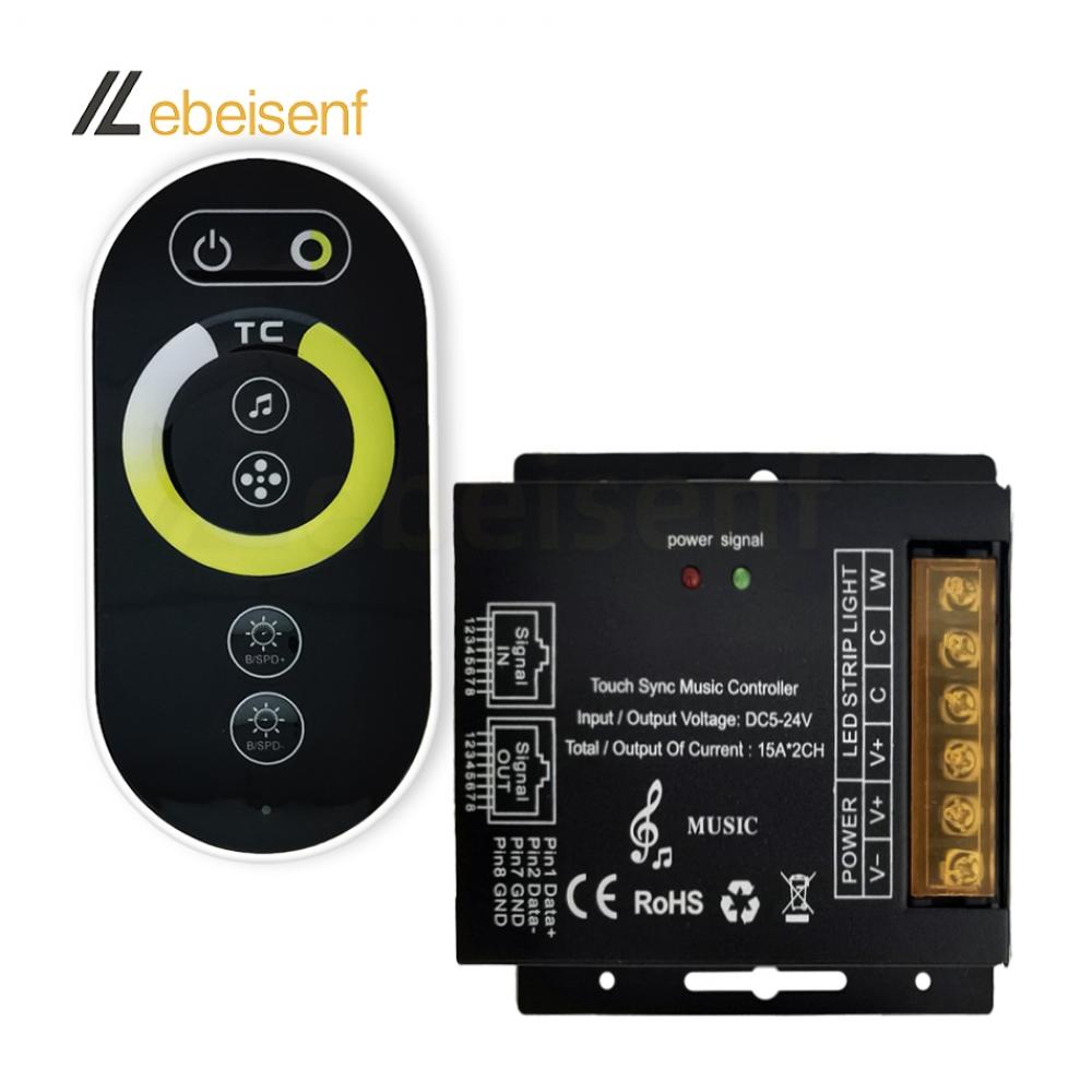 DC5-24V LED Music Sync Controller CCT 15A*2CH