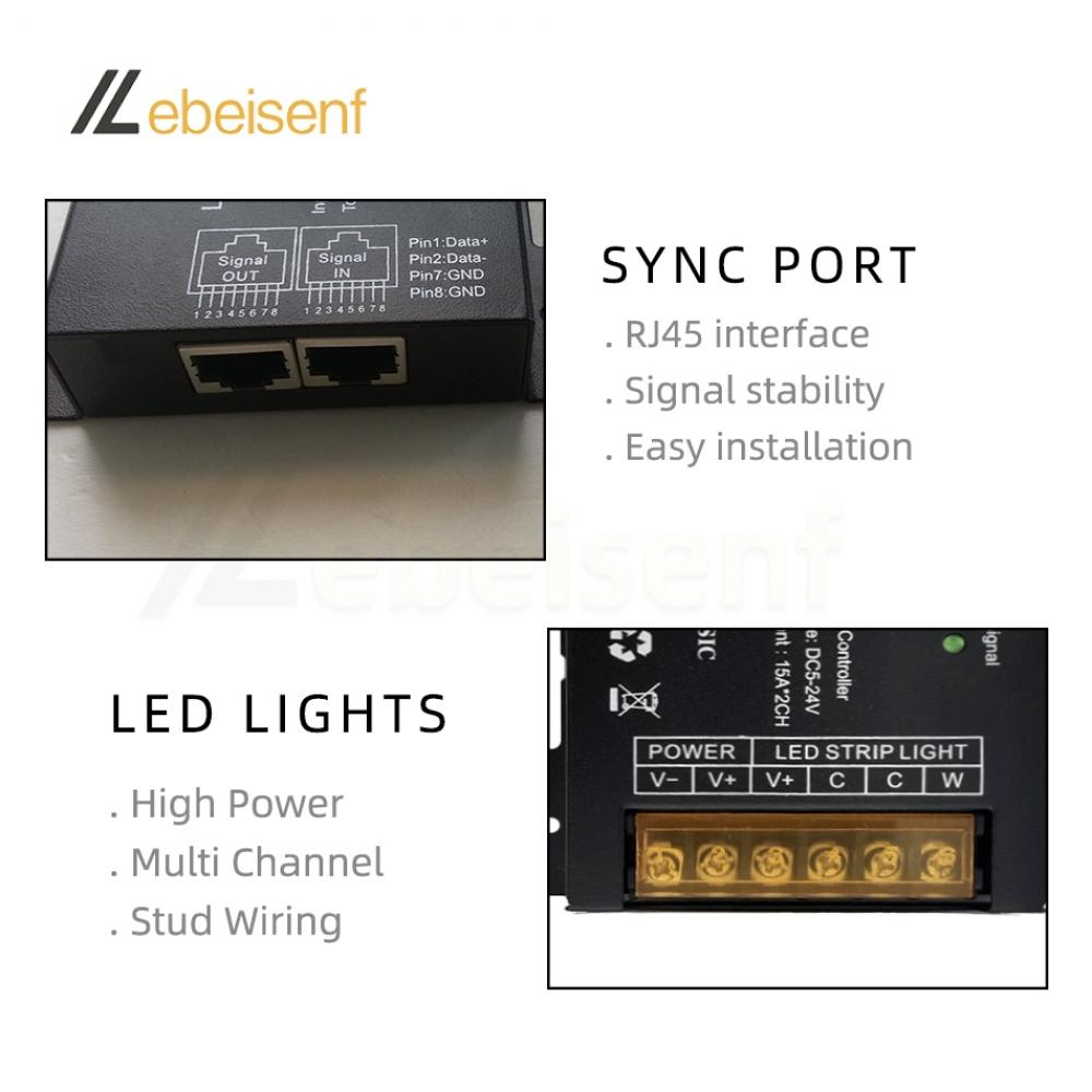 DC5-24V LED Music Sync Controller CCT 15A*2CH