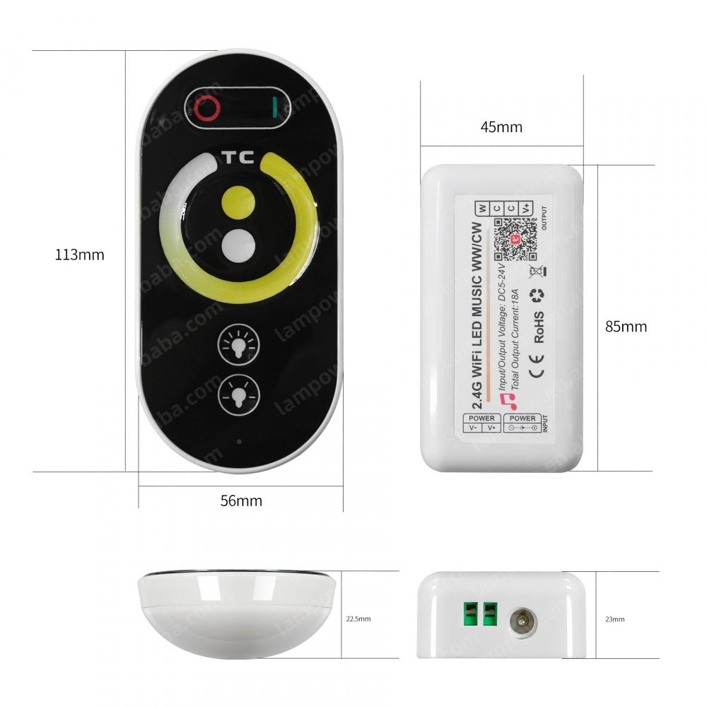 DC5-24V 2.4G WiFi LED CCT Controller Music WW/CW