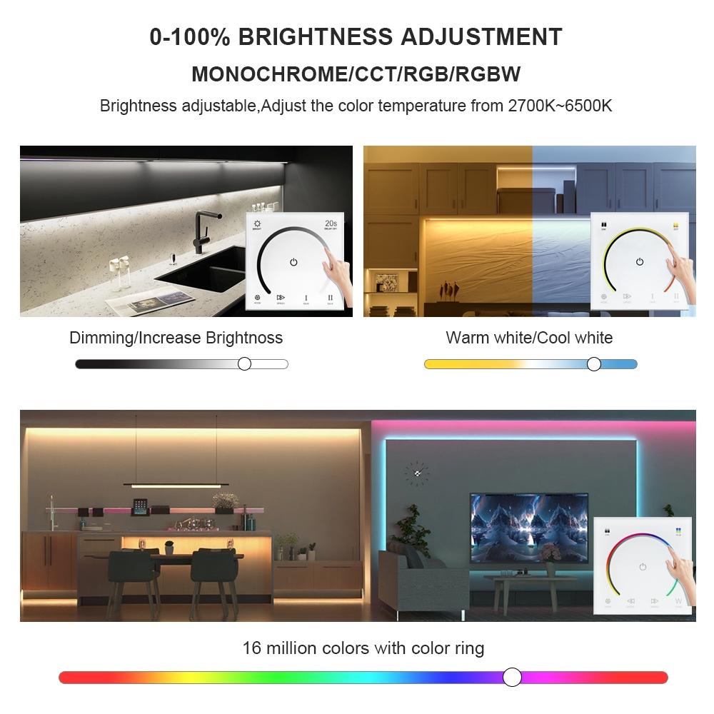 وحدة تحكم RGBW بلوحة لمس مثبتة على الحائط DC12-24V