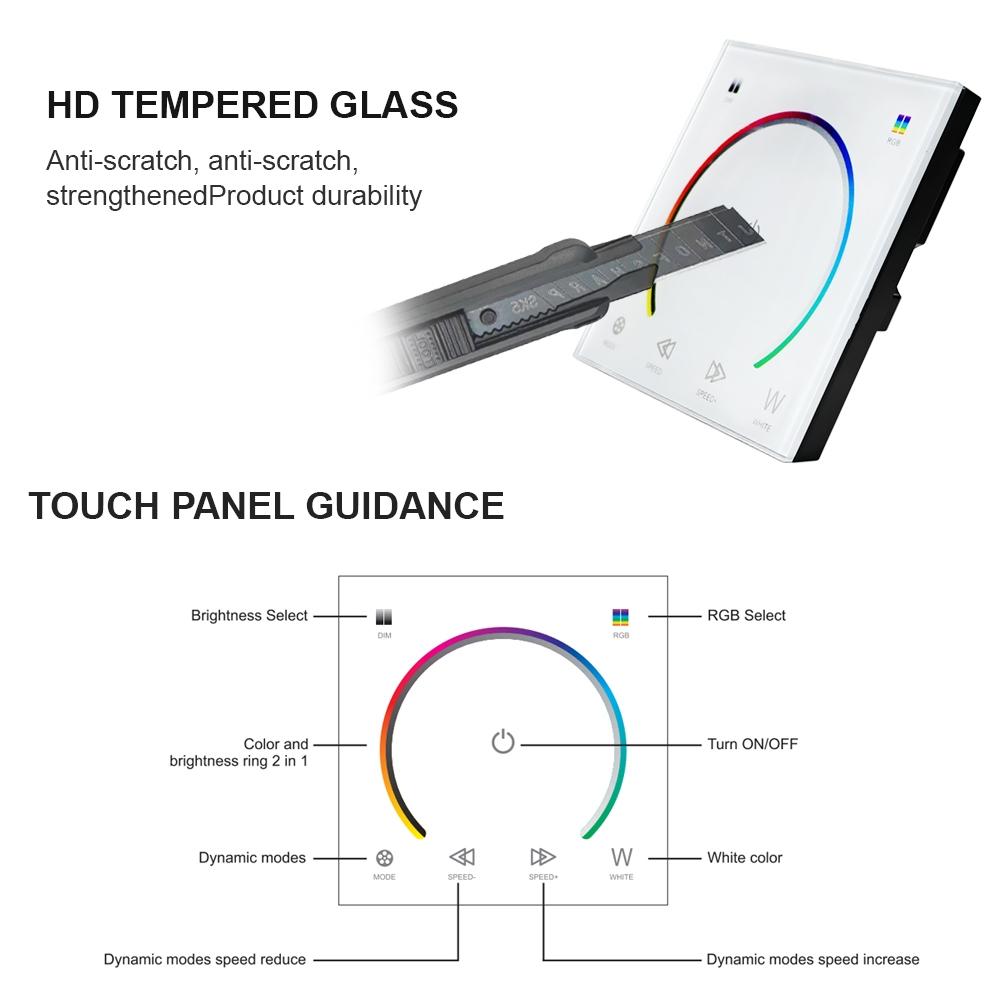 وحدة تحكم RGBW بلوحة لمس مثبتة على الحائط DC12-24V