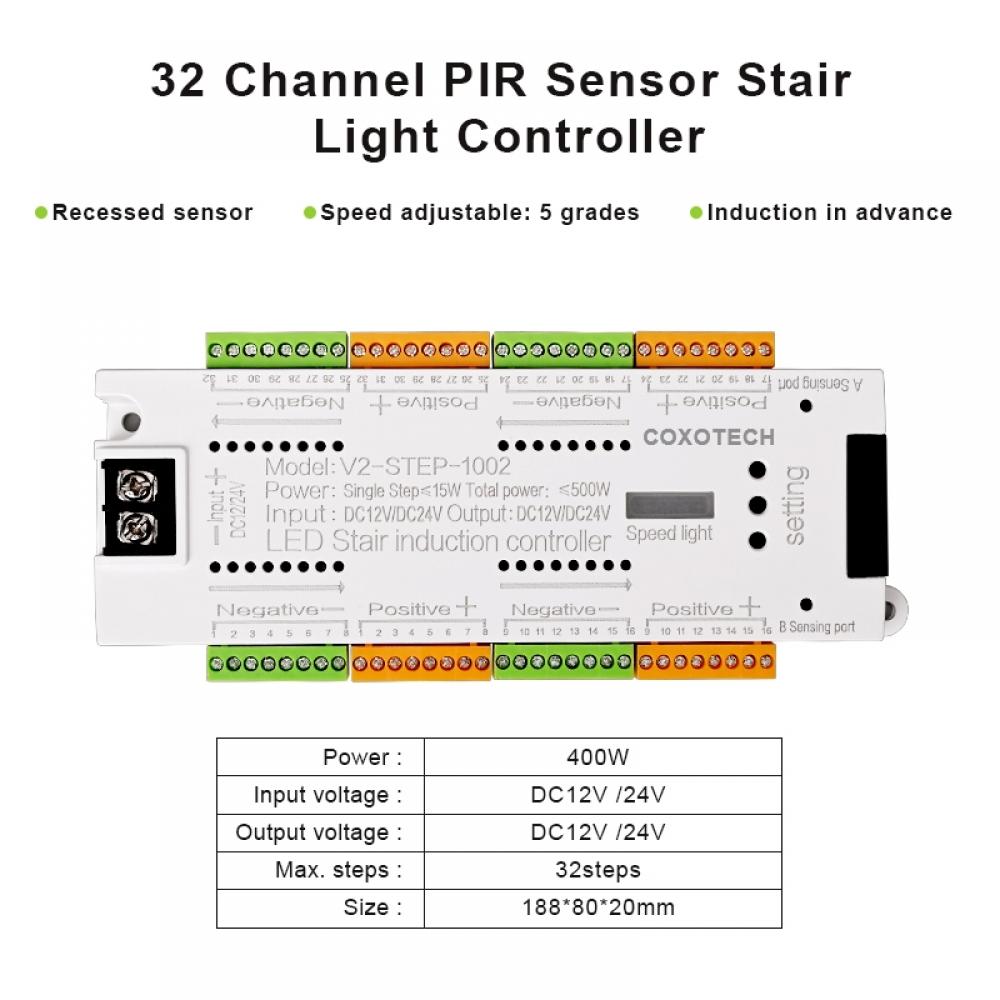 V2-STEP-1002 32 Step LED Stair Induction Controller Motion Sensor