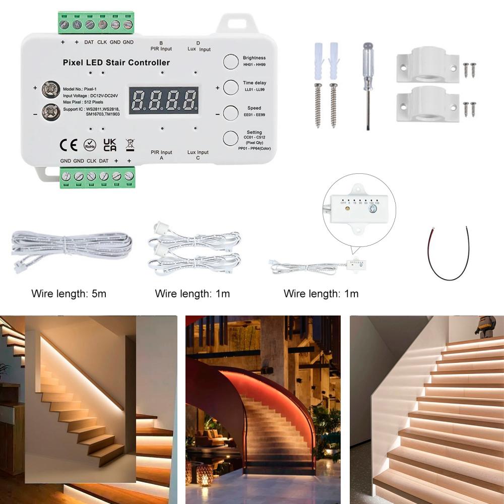 DC12-24V 512 Pixel LED Stair Controller