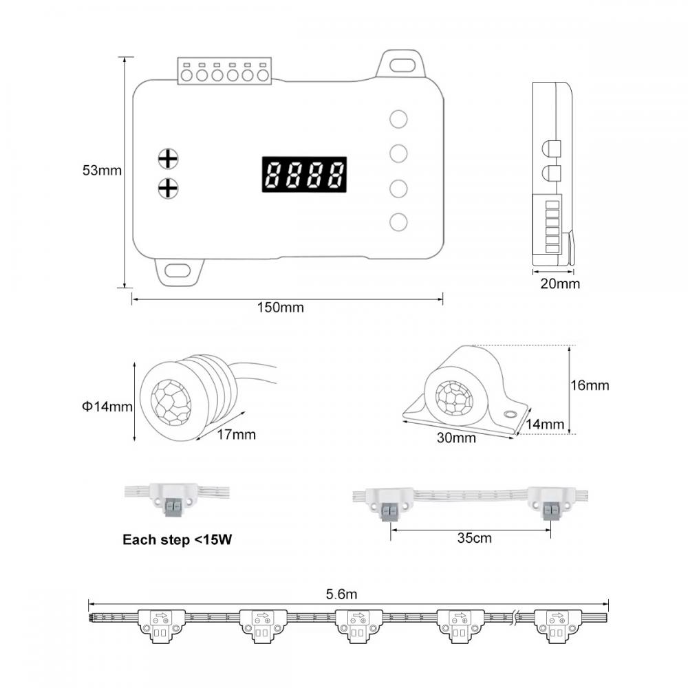 DC12-24V RL-STEP-05 Dynamic Staircase Controlller