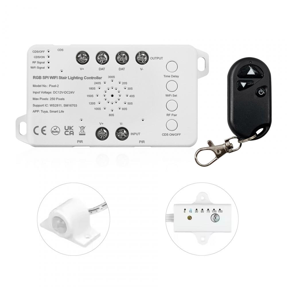 DC12-24V Pixel-2 RGB SPI WIFI Stair Lighting Controller