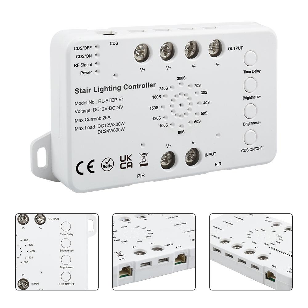 DC12-24V RL-STEP-E1 PIR Motion Sensor LED Stair Lighting Controller