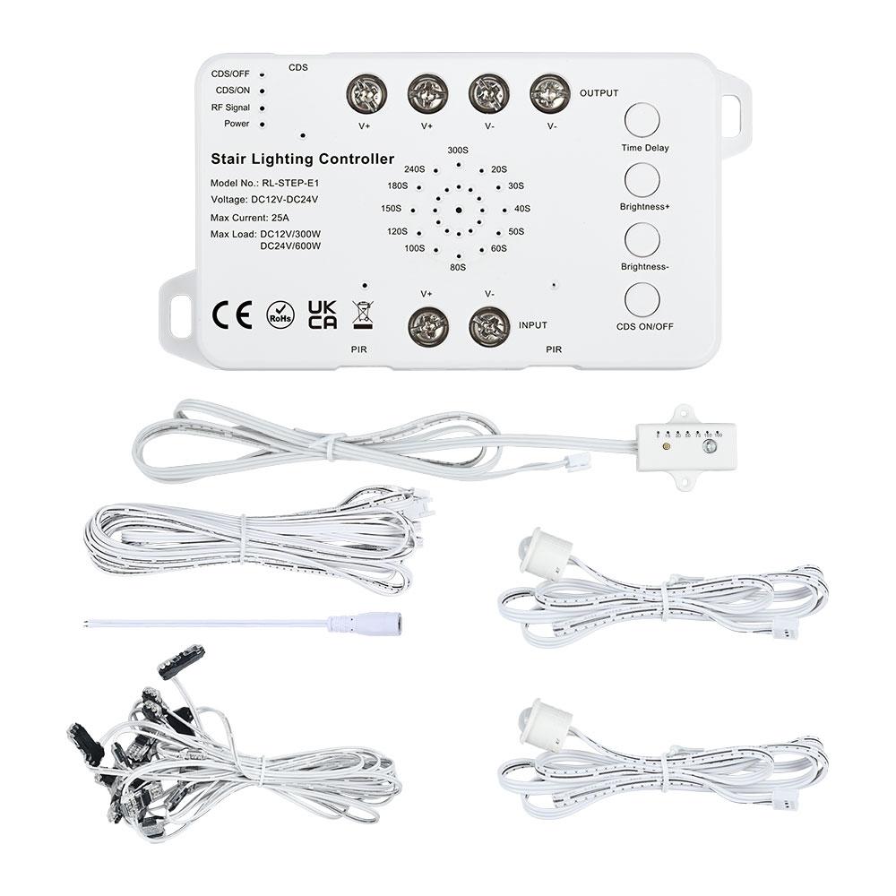 DC12-24V RL-STEP-E1 PIR Motion Sensor LED Stair Lighting Controller