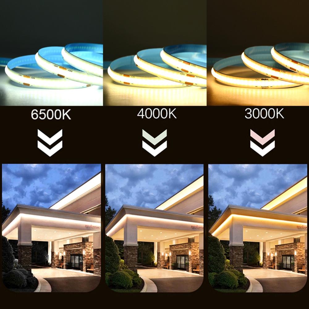 1meter Cool White 6000K 24V 320led Flexible Cob LED Strip 8mm PCB IP20