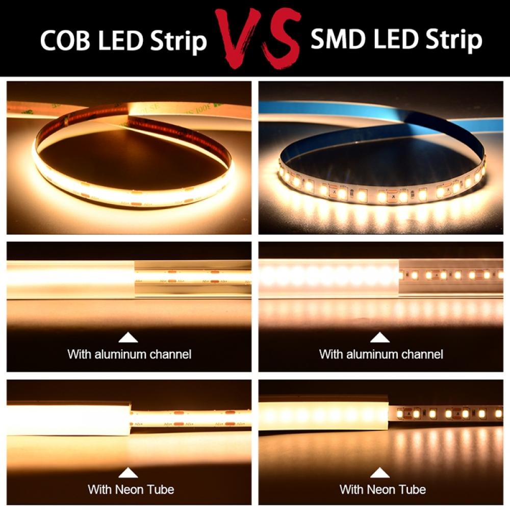 1meter Warm White 3000K 24V 320led Flexible Cob LED Strip 8mm PCB IP20