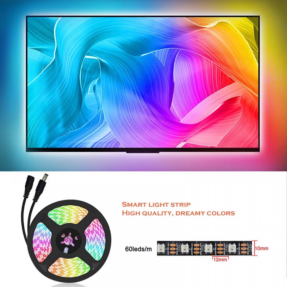 6mx10mm USB 5V RGB Sync USB LED Strip Background Lighting