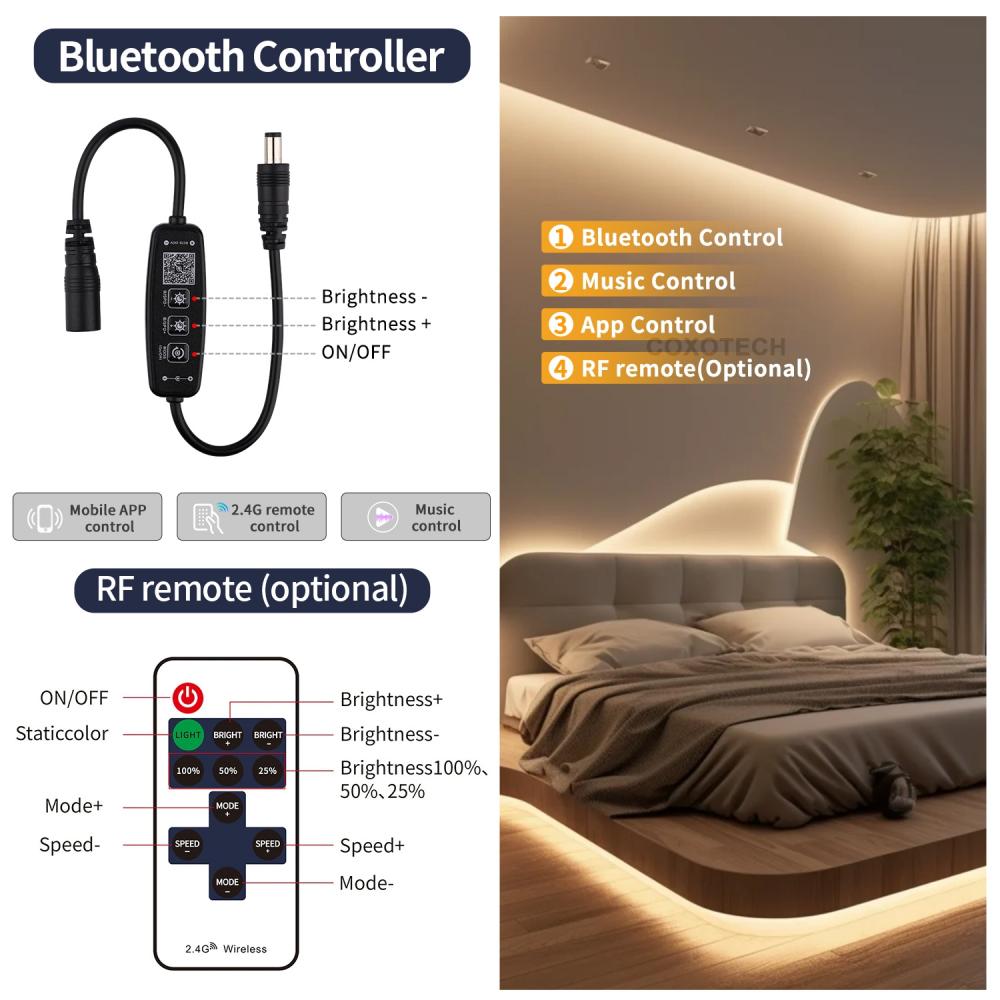 Smart Wifi Single Color COB LED Strip Light Kit