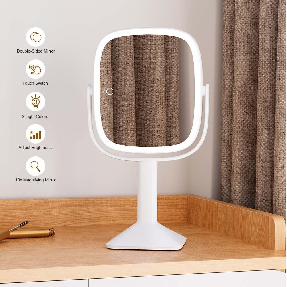 LED Square Beauty Mirror with Magnification and Light