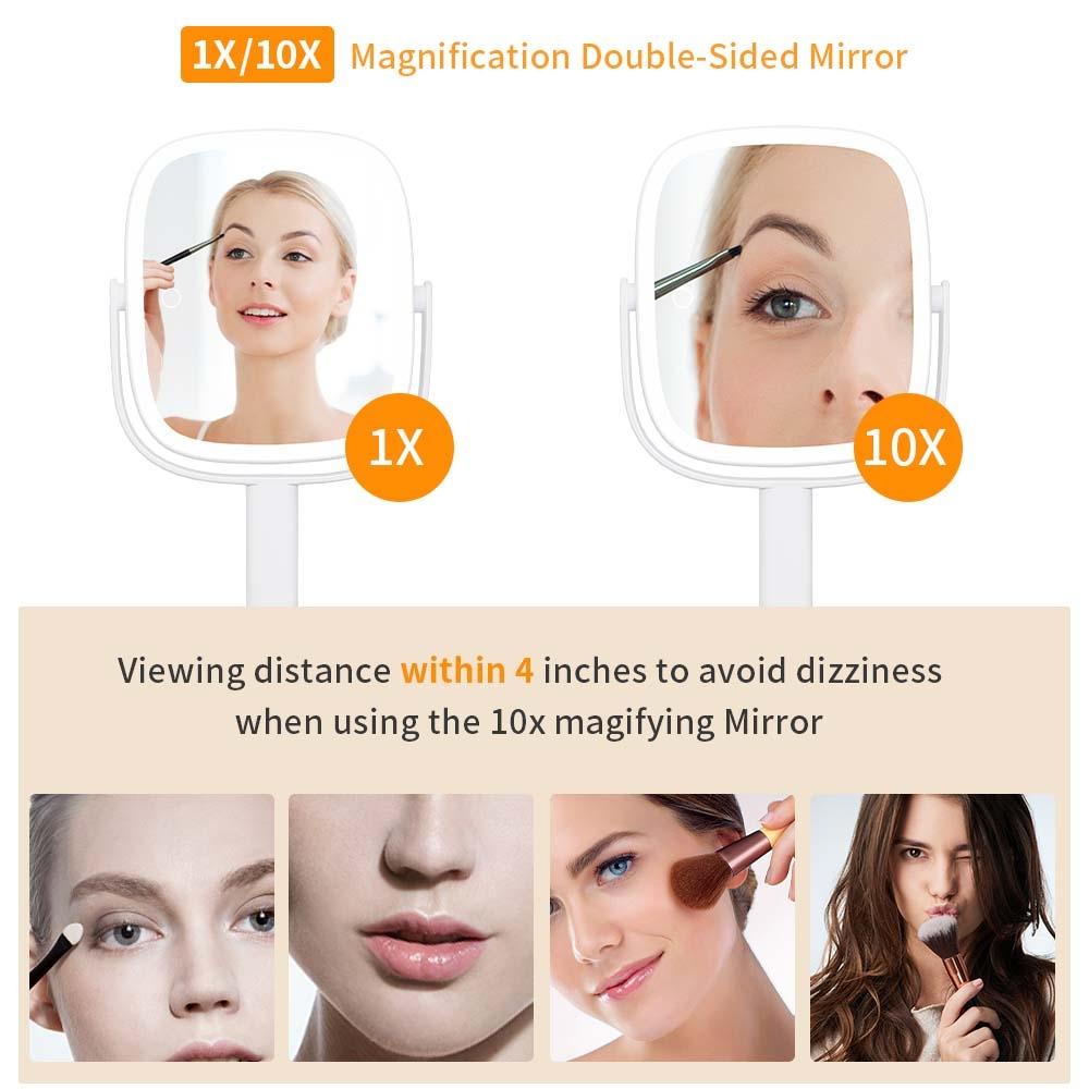 LED Square Beauty Mirror with Magnification and Light